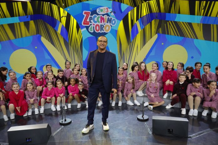 Carlo Conti allo Zecchino d'Oro 2023