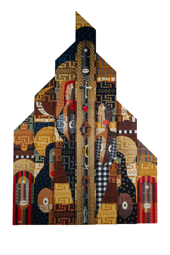 Ex Voto, 2022, acrilico su tavole 210x143x8: opera di Luca Carboni @Anna Fantuzzi