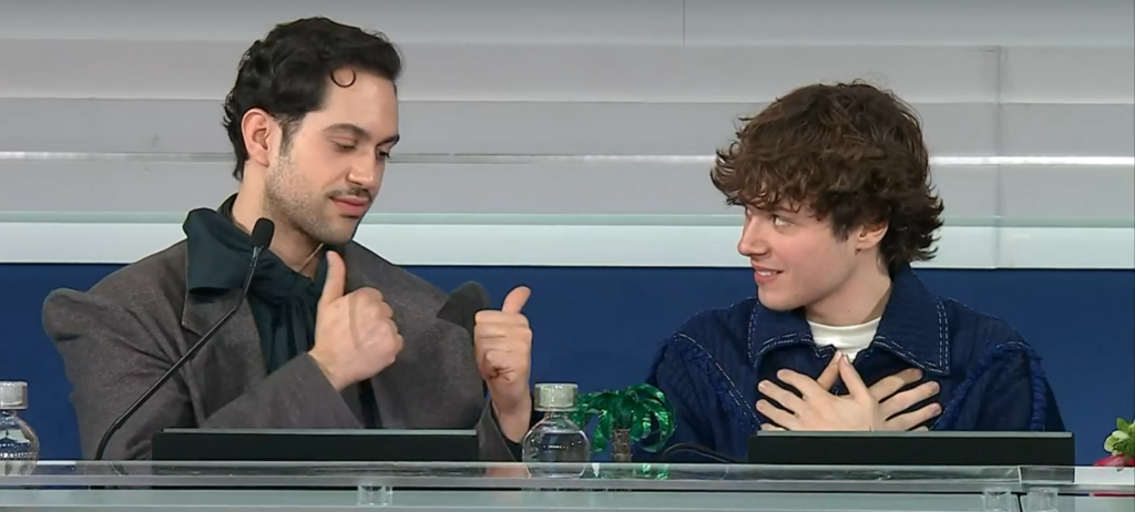 Mahmood e Settembre in conferenza stampa al Festival di Sanremo 2025